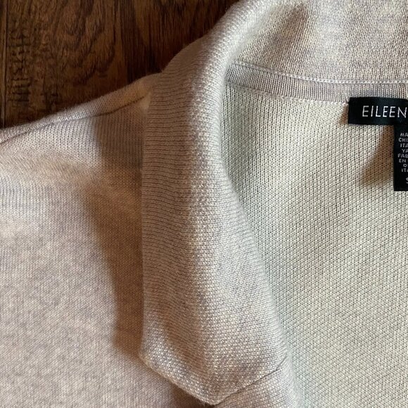 Eileen Fisher light grey wool blend cardigan Womens Small Petite open loose soft - Picture 4 of 10